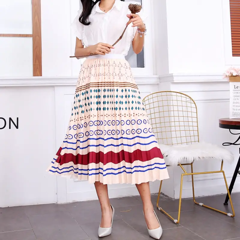 Spring Cartoon Print Elastic Skirt Women Mid Length — feature 17