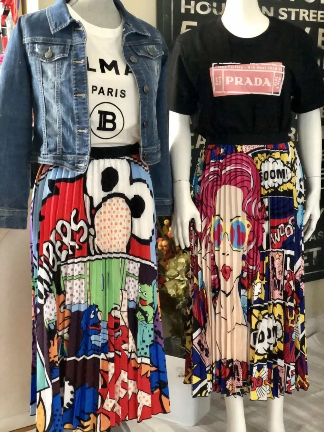 Spring Cartoon Print Elastic Skirt Women Mid Length — feature 2