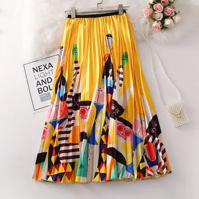 Spring Cartoon Print Elastic Skirt Women Mid Length - Image 4