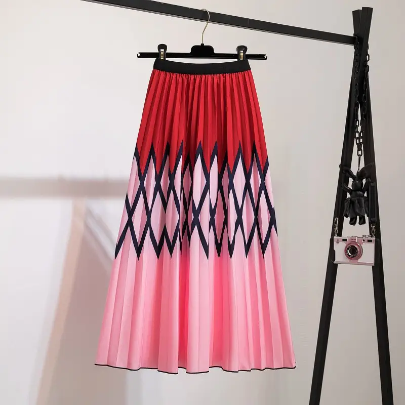 Spring Cartoon Print Elastic Skirt Women Mid Length - Image 6