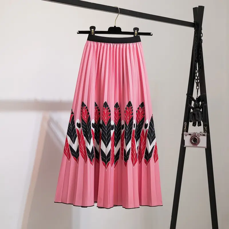 Spring Cartoon Print Elastic Skirt Women Mid Length - Image 7