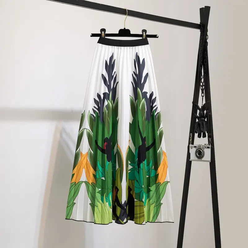 Spring Cartoon Print Elastic Skirt Women Mid Length - Image 8
