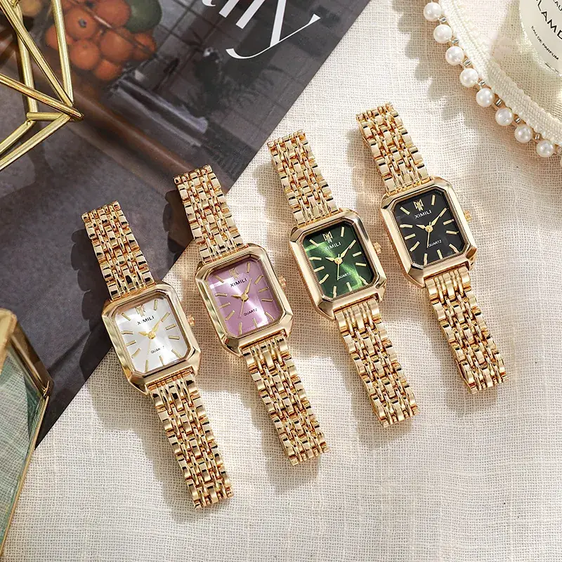 Gold Square Quartz Women's Watch with Chain Strap - Image 6