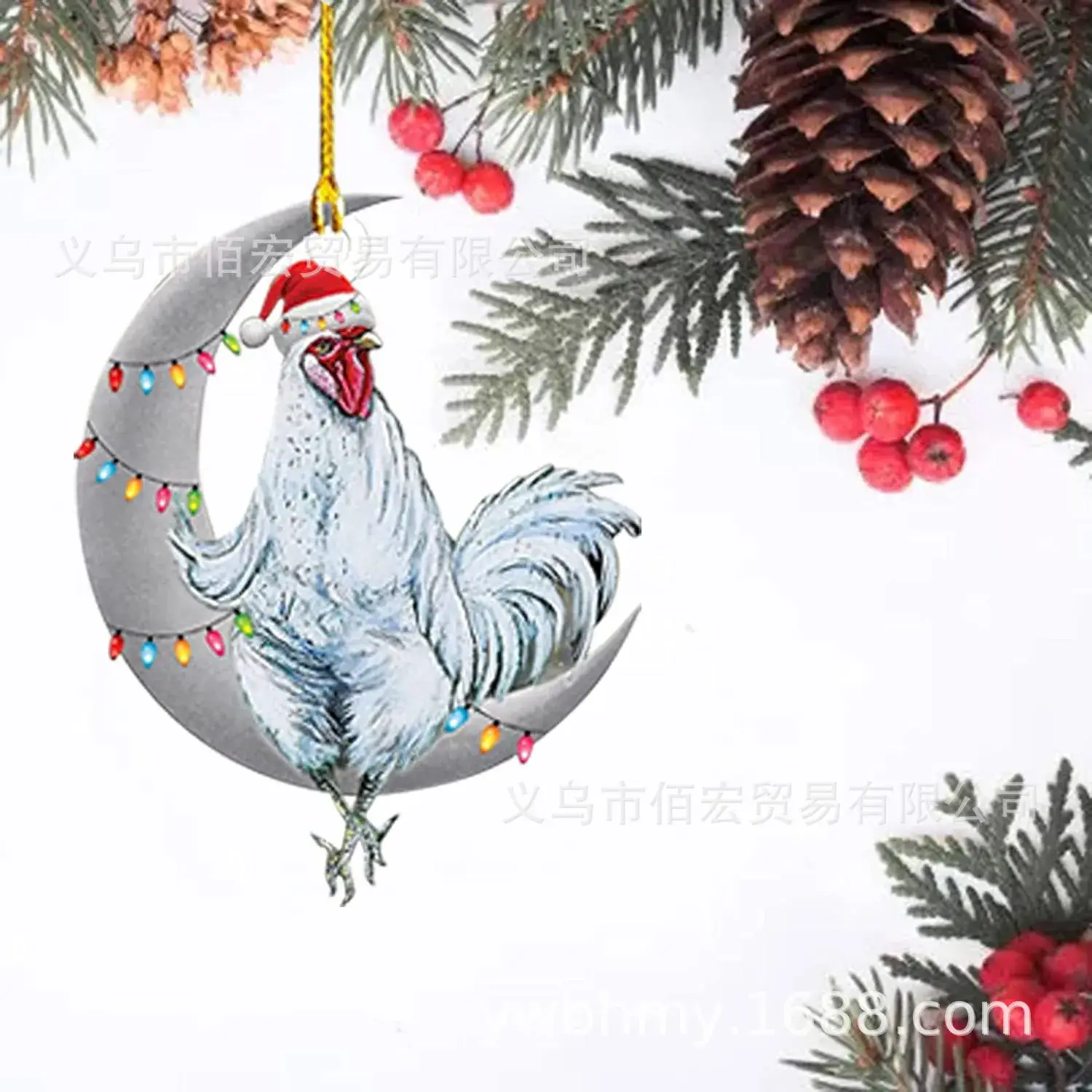 Acrylic Christmas Scarf Chicken Pendant Christmasscarfchicken
