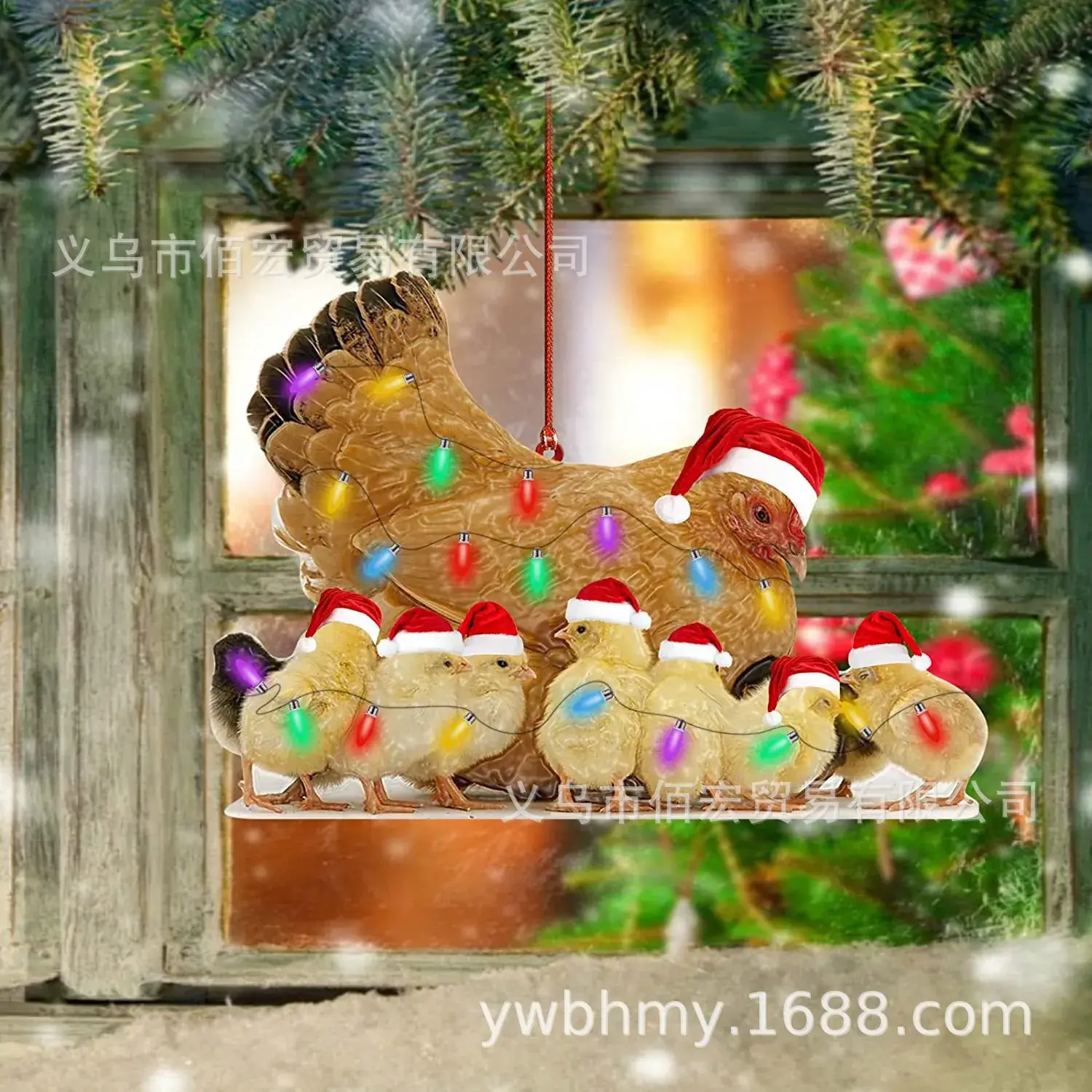 Acrylic Christmas Scarf Chicken Pendant Christmasscarfchicken