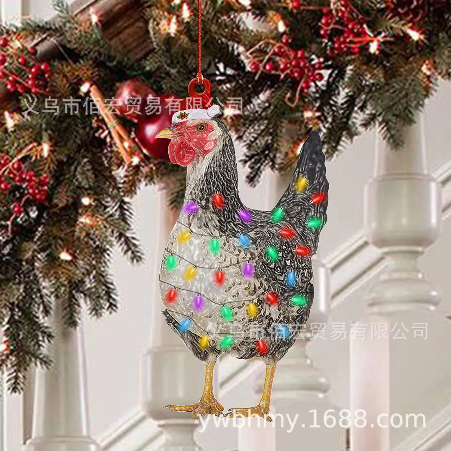 Acrylic Christmas Scarf Chicken Pendant Christmasscarfchicken