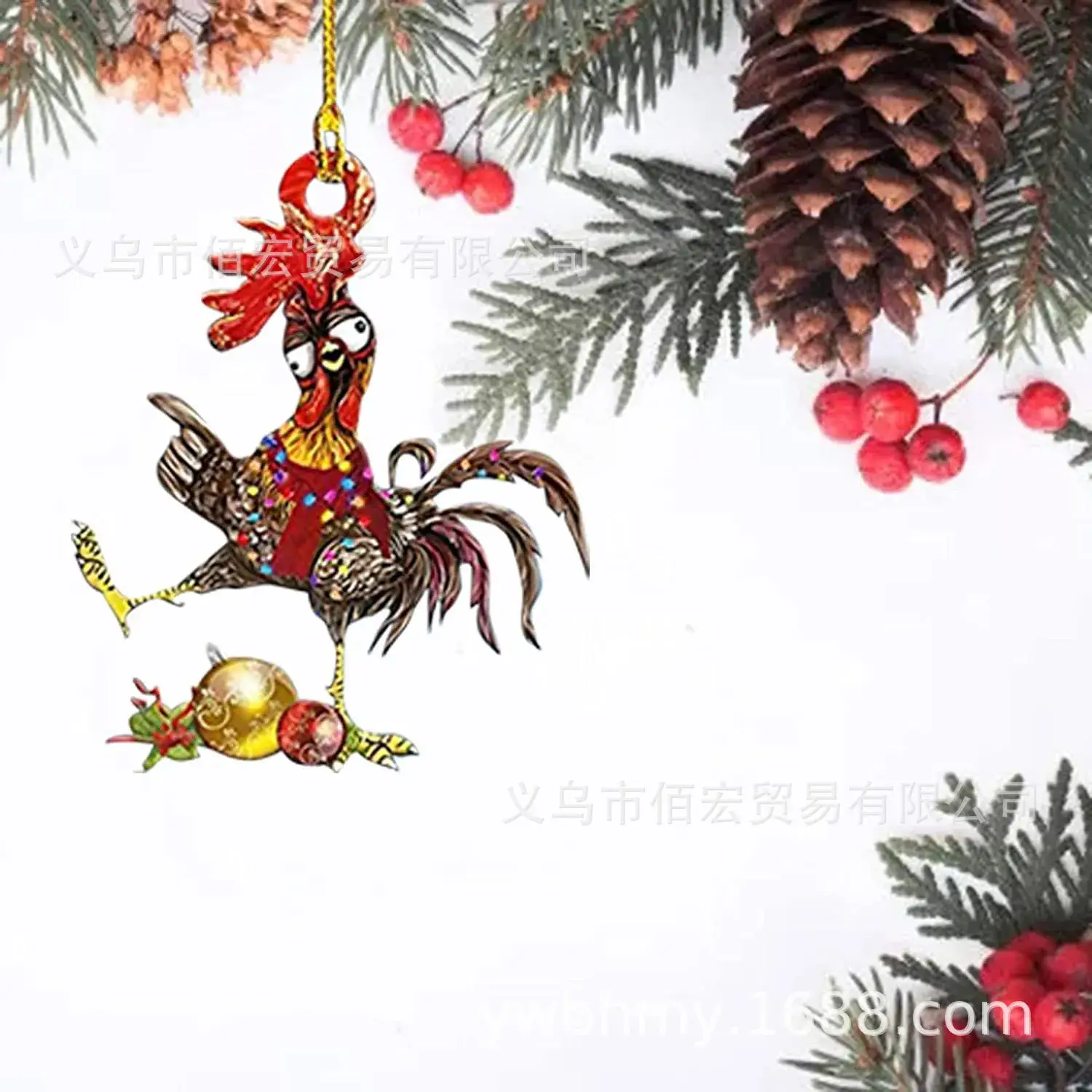 Acrylic Christmas Scarf Chicken Pendant Christmasscarfchicken