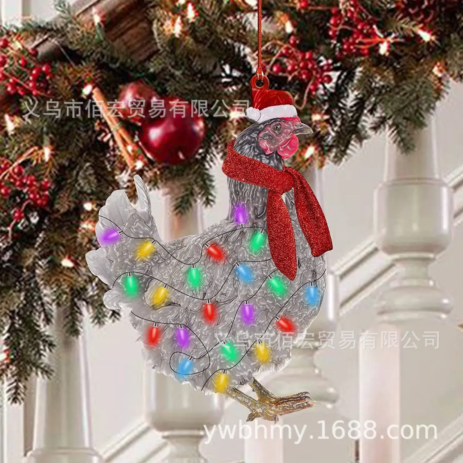 Acrylic Christmas Scarf Chicken Pendant Christmasscarfchicken