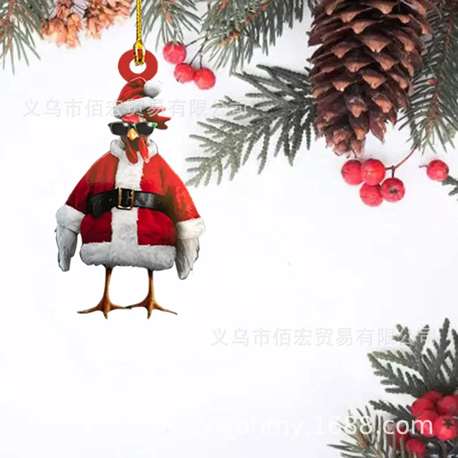Acrylic Christmas Scarf Chicken Pendant Christmasscarfchicken
