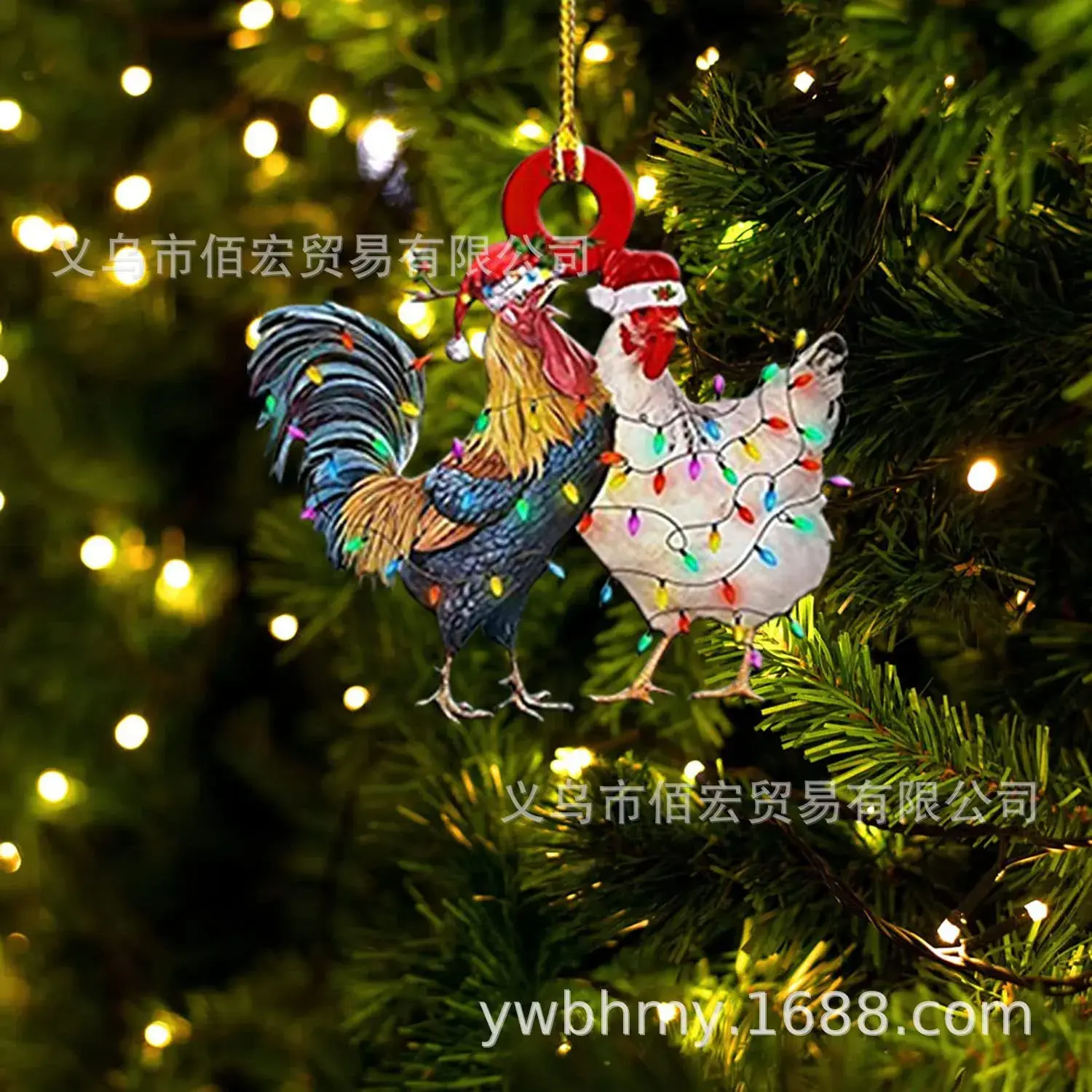 Acrylic Christmas Scarf Chicken Pendant Christmasscarfchicken