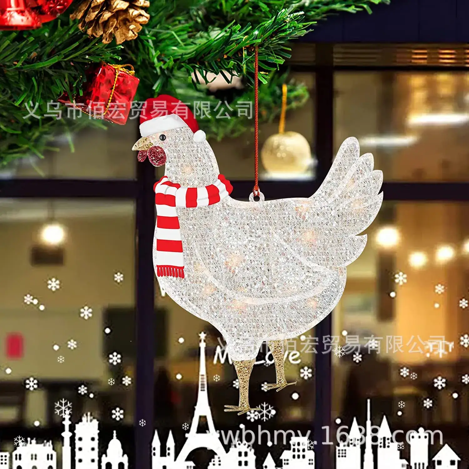 Acrylic Christmas Scarf Chicken Pendant Christmasscarfchicken