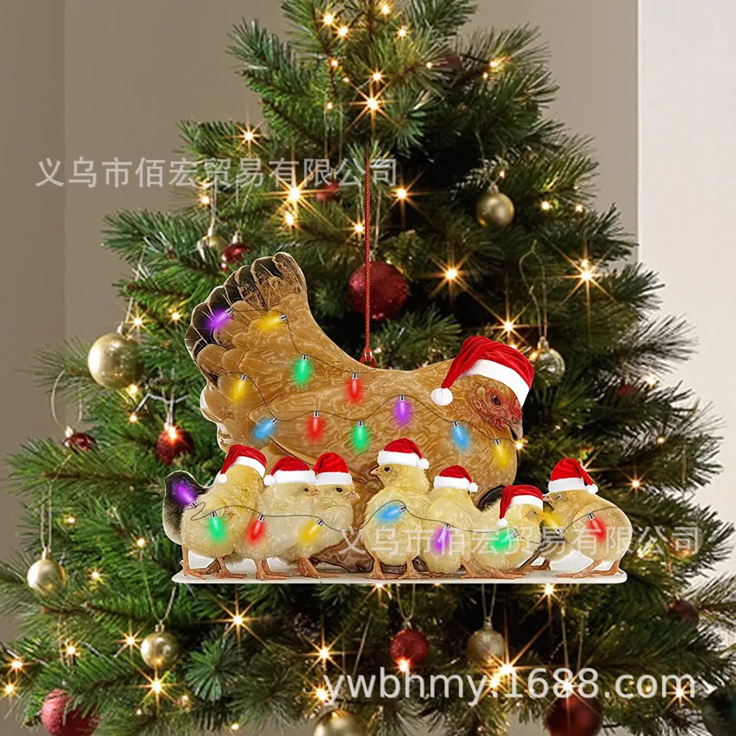 Acrylic Christmas Scarf Chicken Pendant Christmasscarfchicken