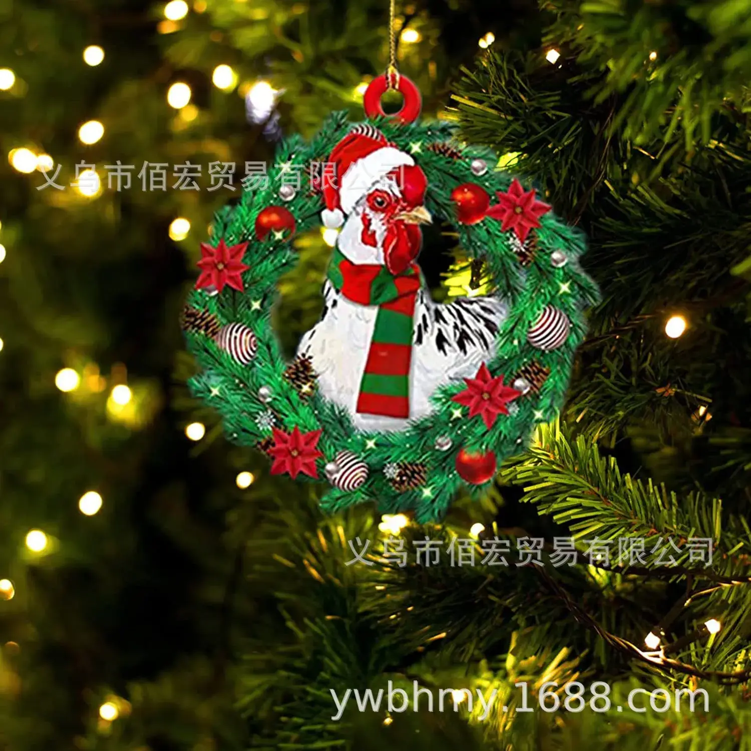 Acrylic Christmas Scarf Chicken Pendant Christmasscarfchicken