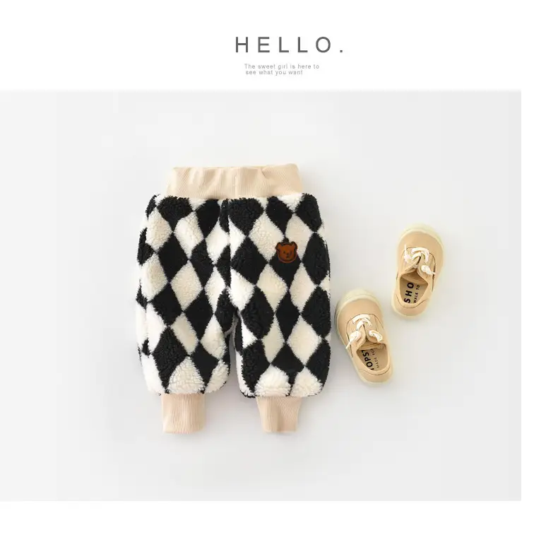 2024 Winter Baby Leg Panties Cartoon Rhombus Plaid Thickened Butt-Covering Pants — feature 40