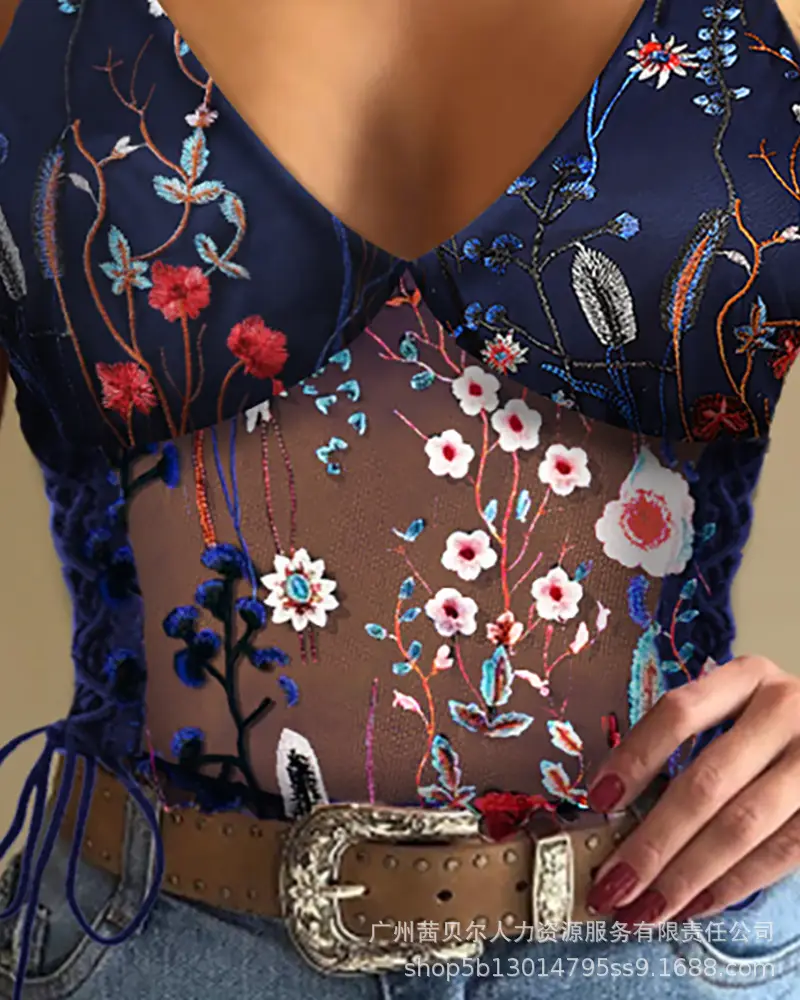 Women's Floral Lace Underwear Vest FR220 Series — feature 18