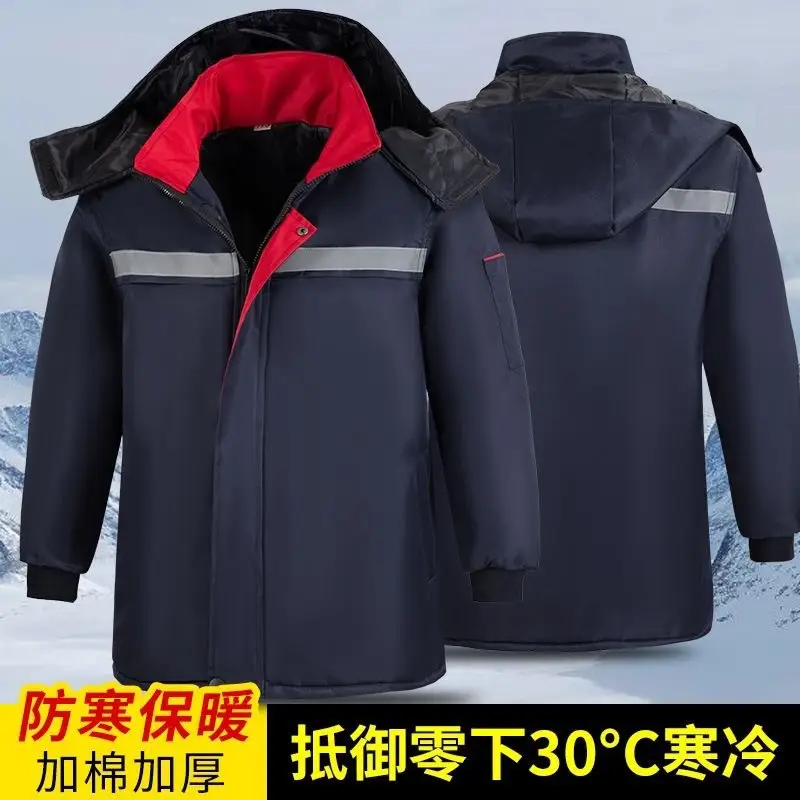 Thickened Reflective Workwear Jacket with Hood - Image 7