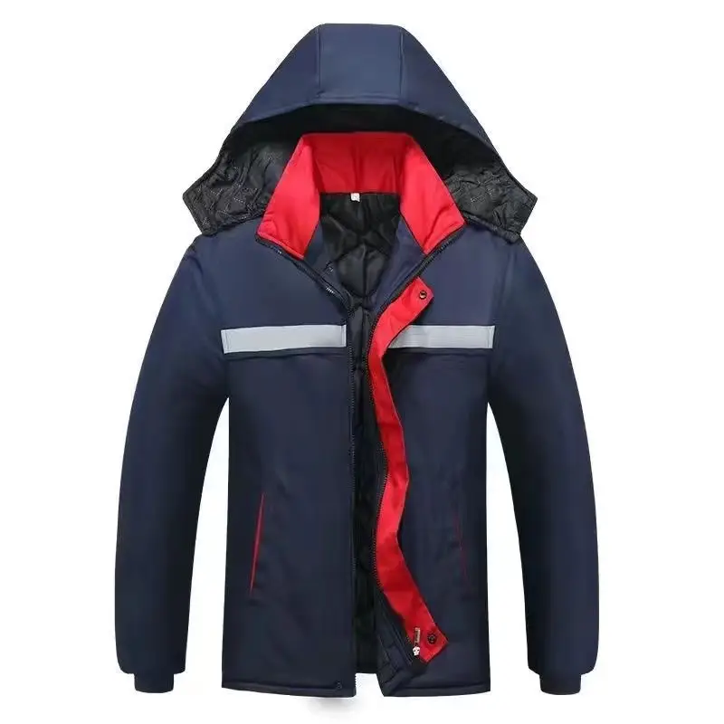 Thickened Reflective Workwear Jacket with Hood - Image 9