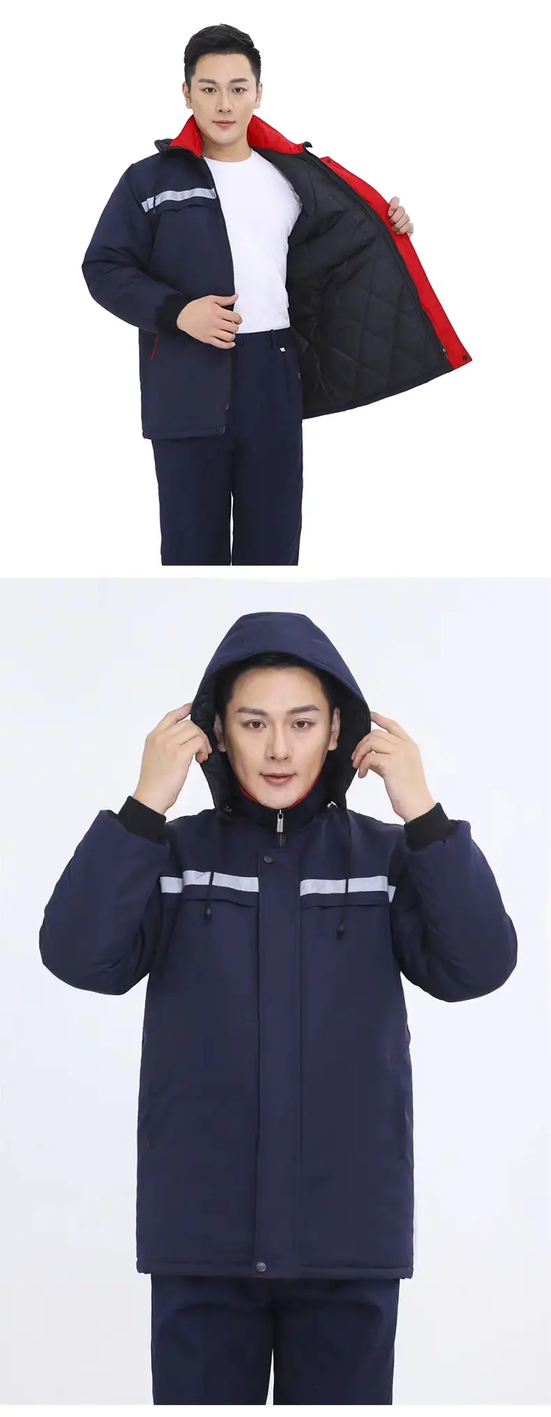 Thickened Reflective Workwear Jacket with Hood — feature 9