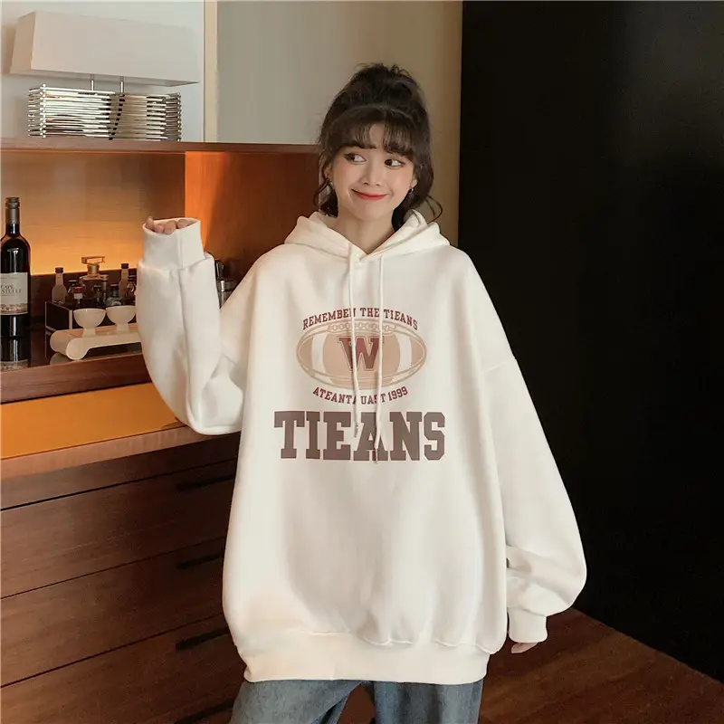 Women Fleece Lined Hoodie Letter Print 2025 Winter - Image 10