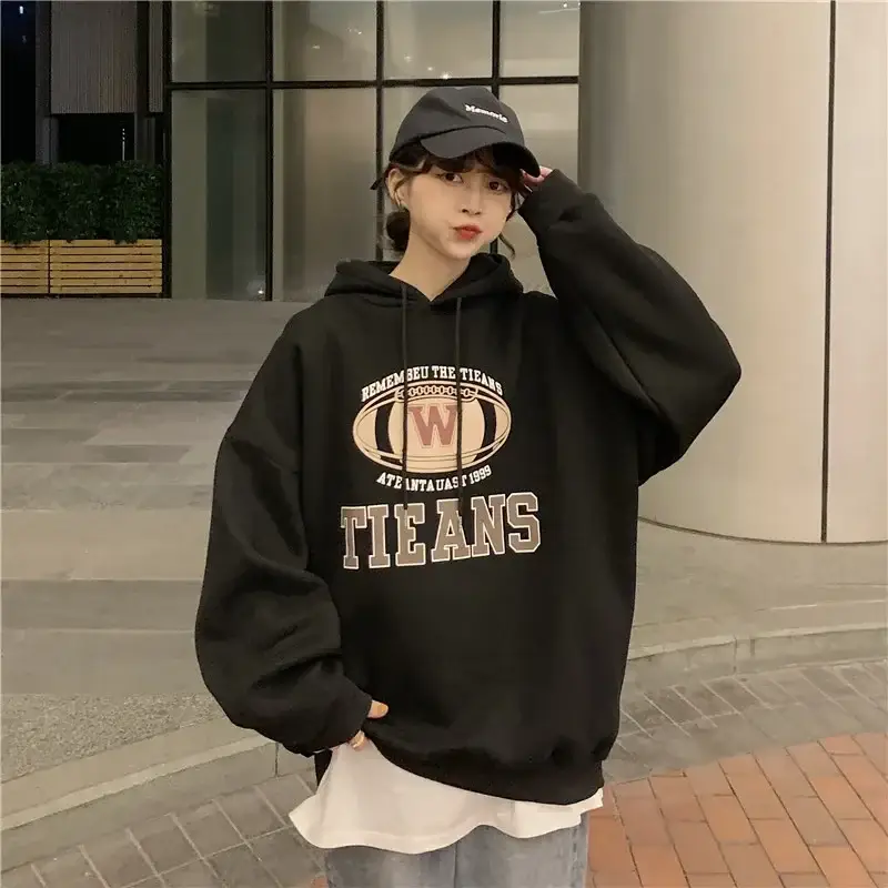 Women Fleece Lined Hoodie Letter Print 2025 Winter - Image 8