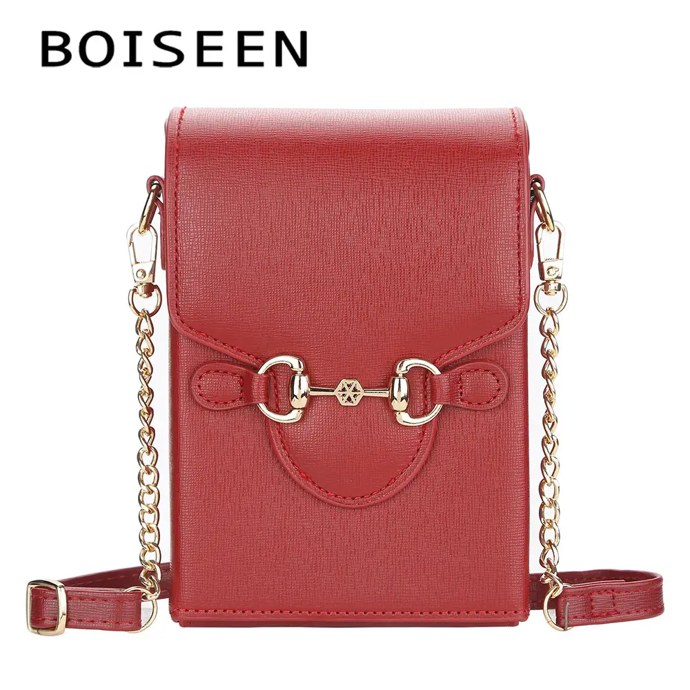Boiseen Women's Leather Phone Bag with Horse Buckle