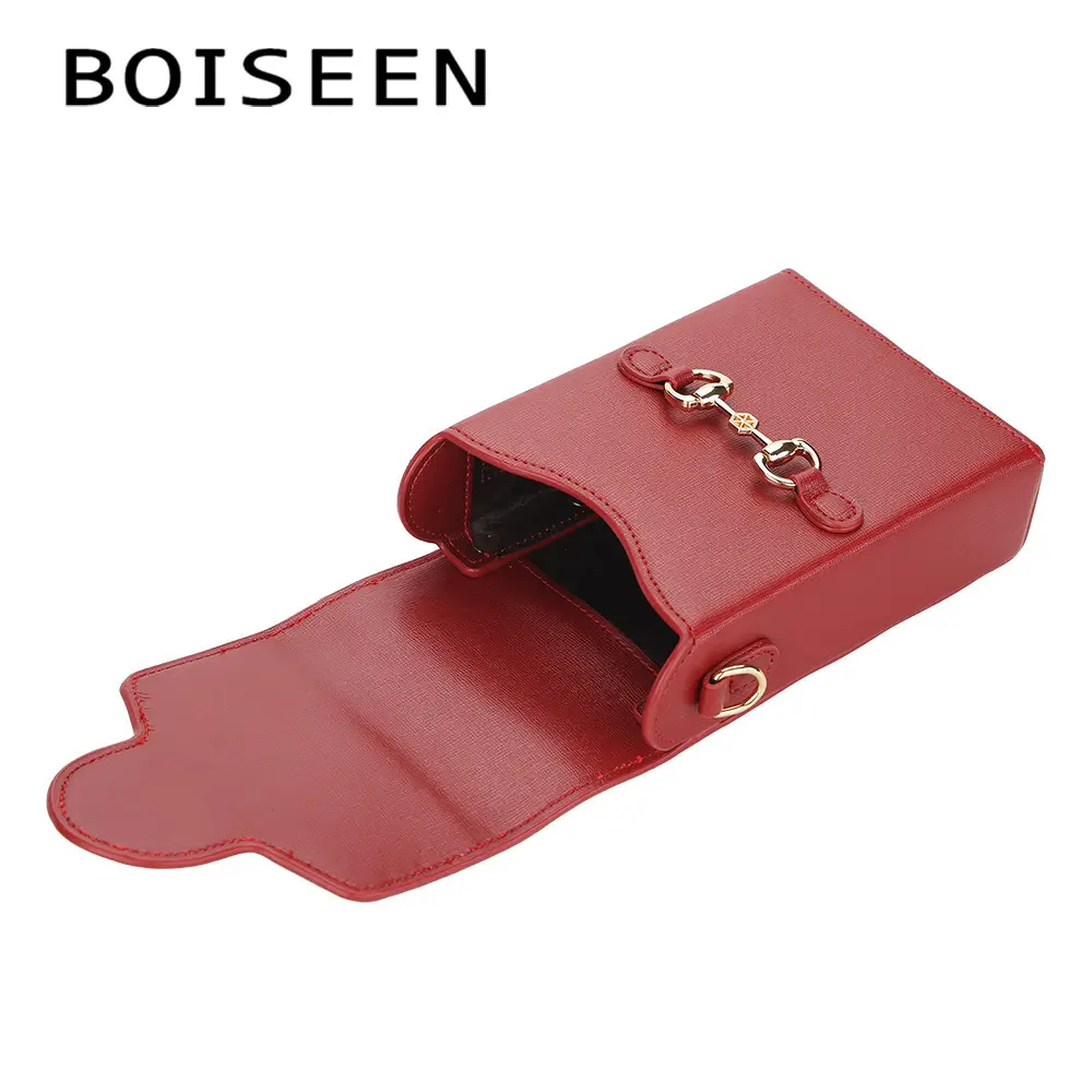 Boiseen Women's Leather Phone Bag with Horse Buckle