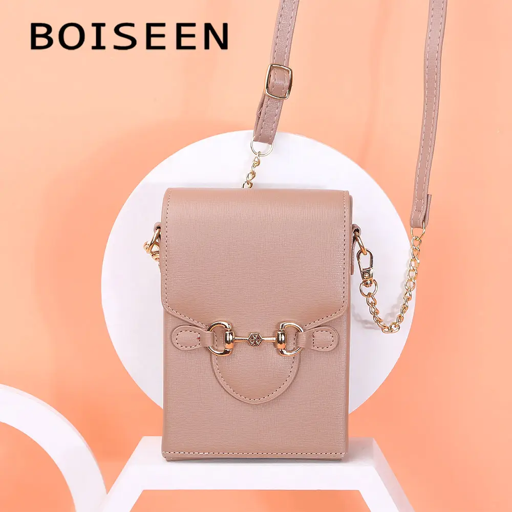 Boiseen Women's Leather Phone Bag with Horse Buckle