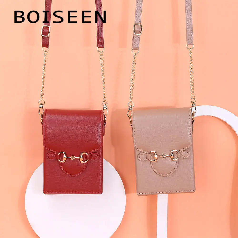 Boiseen Women's Leather Phone Bag with Horse Buckle