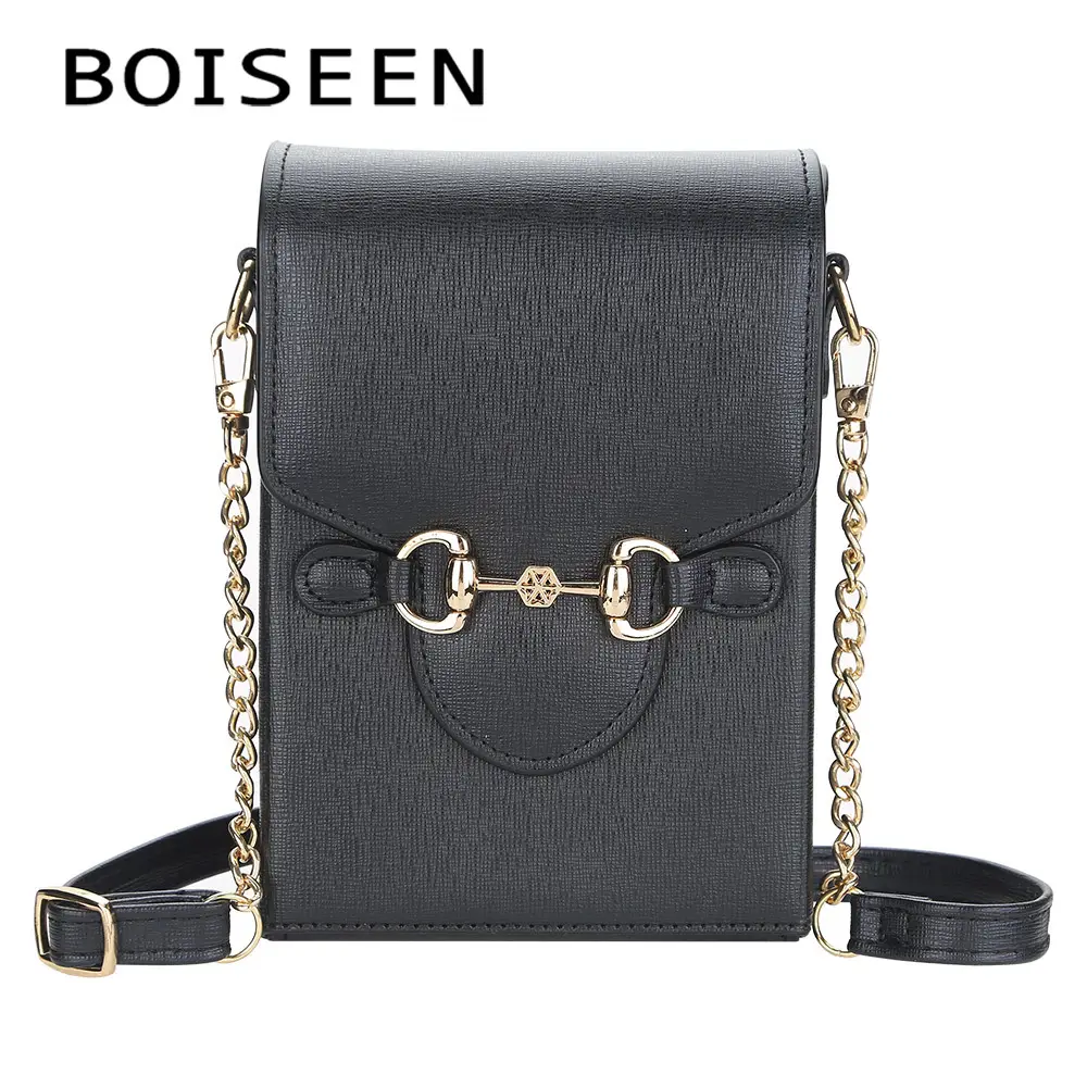 Boiseen Women's Leather Phone Bag with Horse Buckle