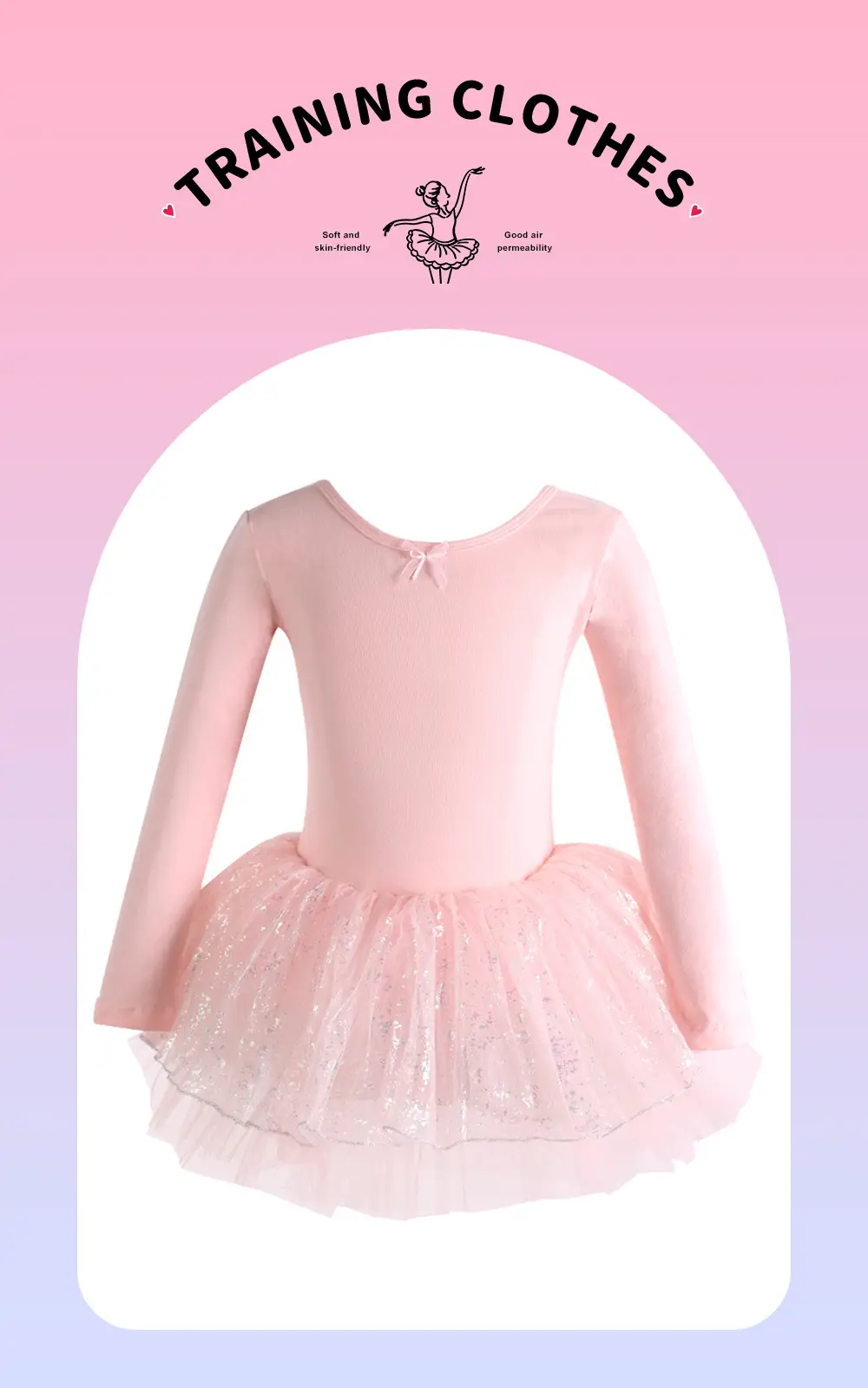 Pink Chiffon Ballet Skirt for Girls Spring Summer Dance Wear — feature 4
