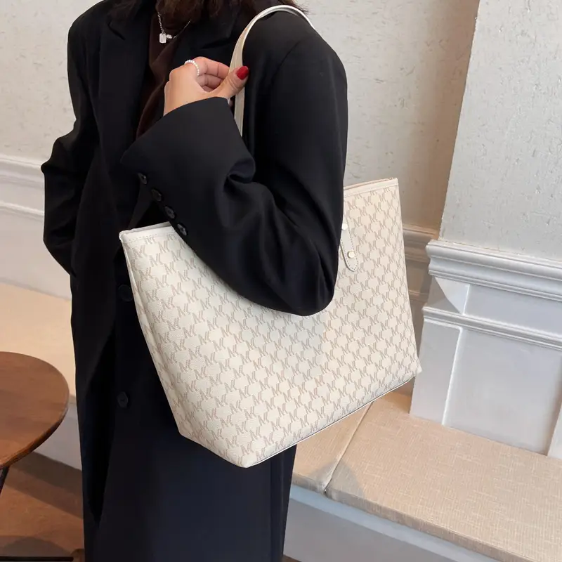 Textured Beige Women's Tote Bag 2021 New Fashion - Image 7