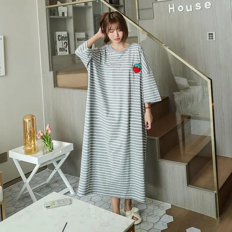 Korean Style Loose Long Nightgown Women Summer - Image 2