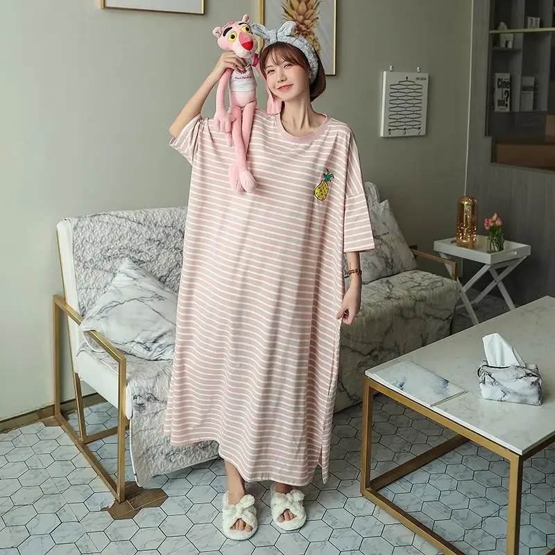Korean Style Loose Long Nightgown Women Summer - Image 3