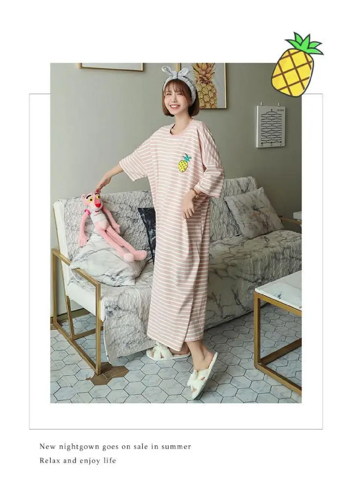 Korean Style Loose Long Nightgown Women Summer — feature 10
