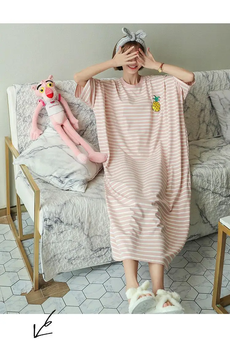 Korean Style Loose Long Nightgown Women Summer — feature 11