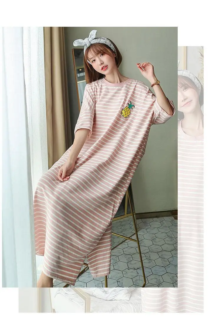 Korean Style Loose Long Nightgown Women Summer — feature 12