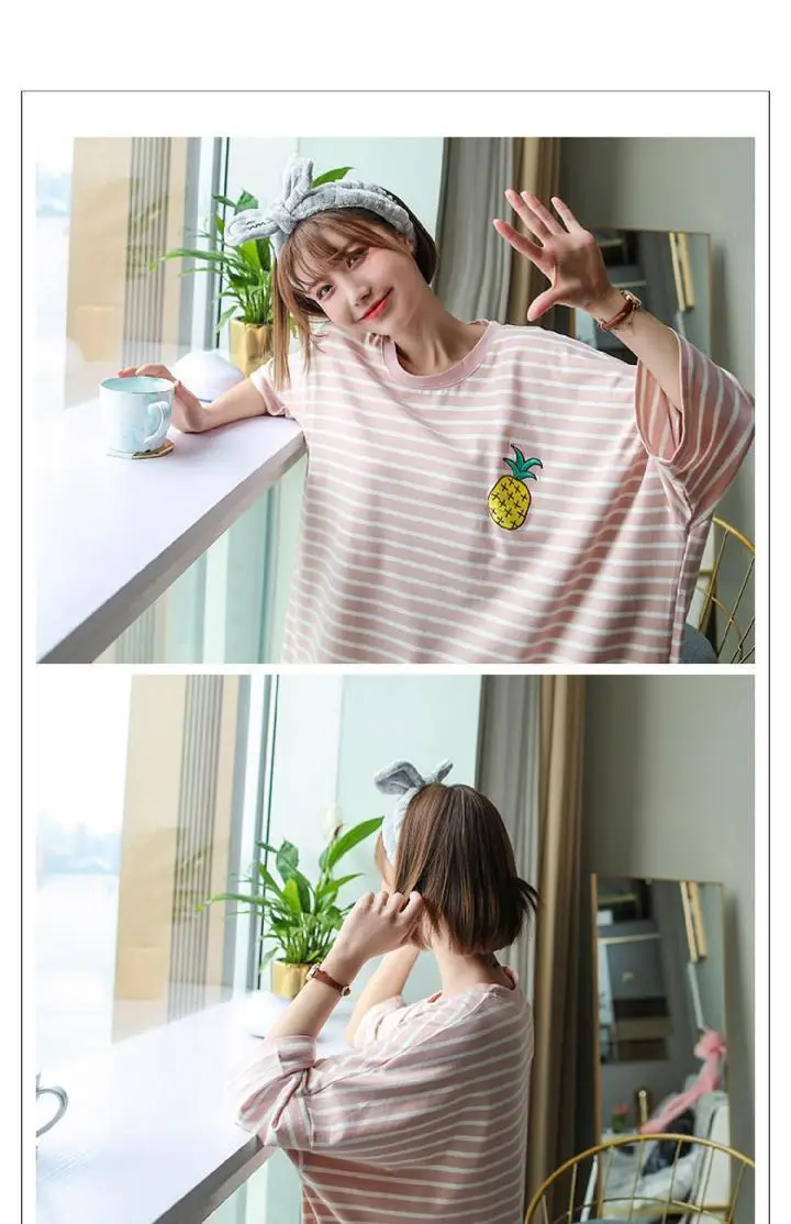 Korean Style Loose Long Nightgown Women Summer — feature 13