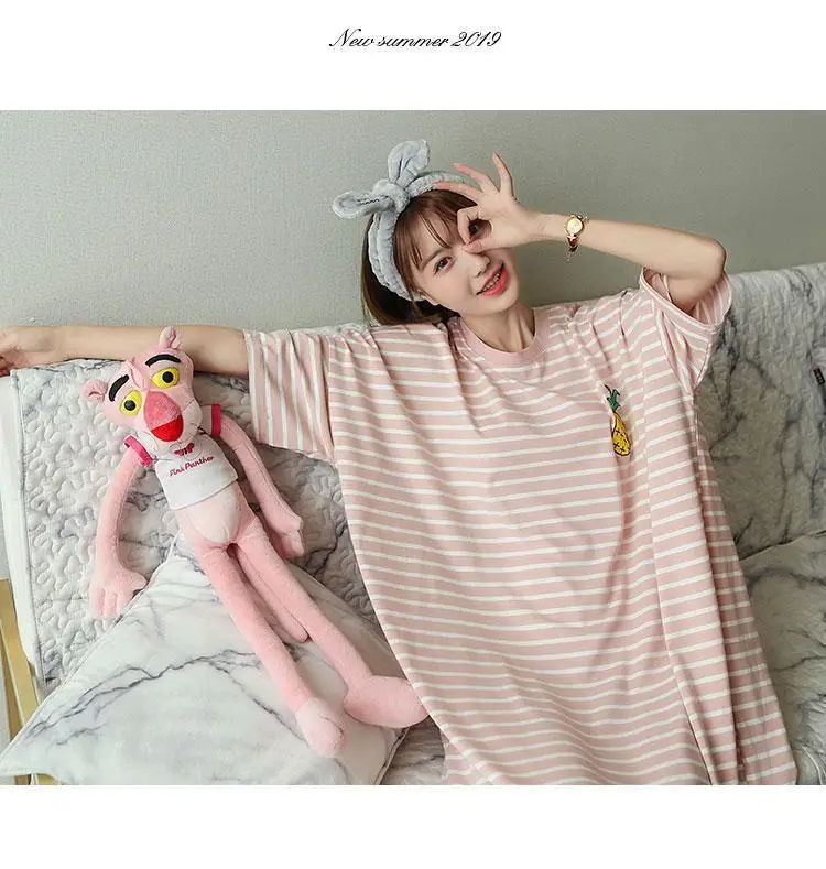 Korean Style Loose Long Nightgown Women Summer — feature 14