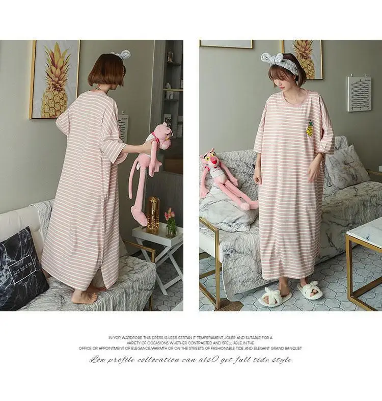Korean Style Loose Long Nightgown Women Summer — feature 16