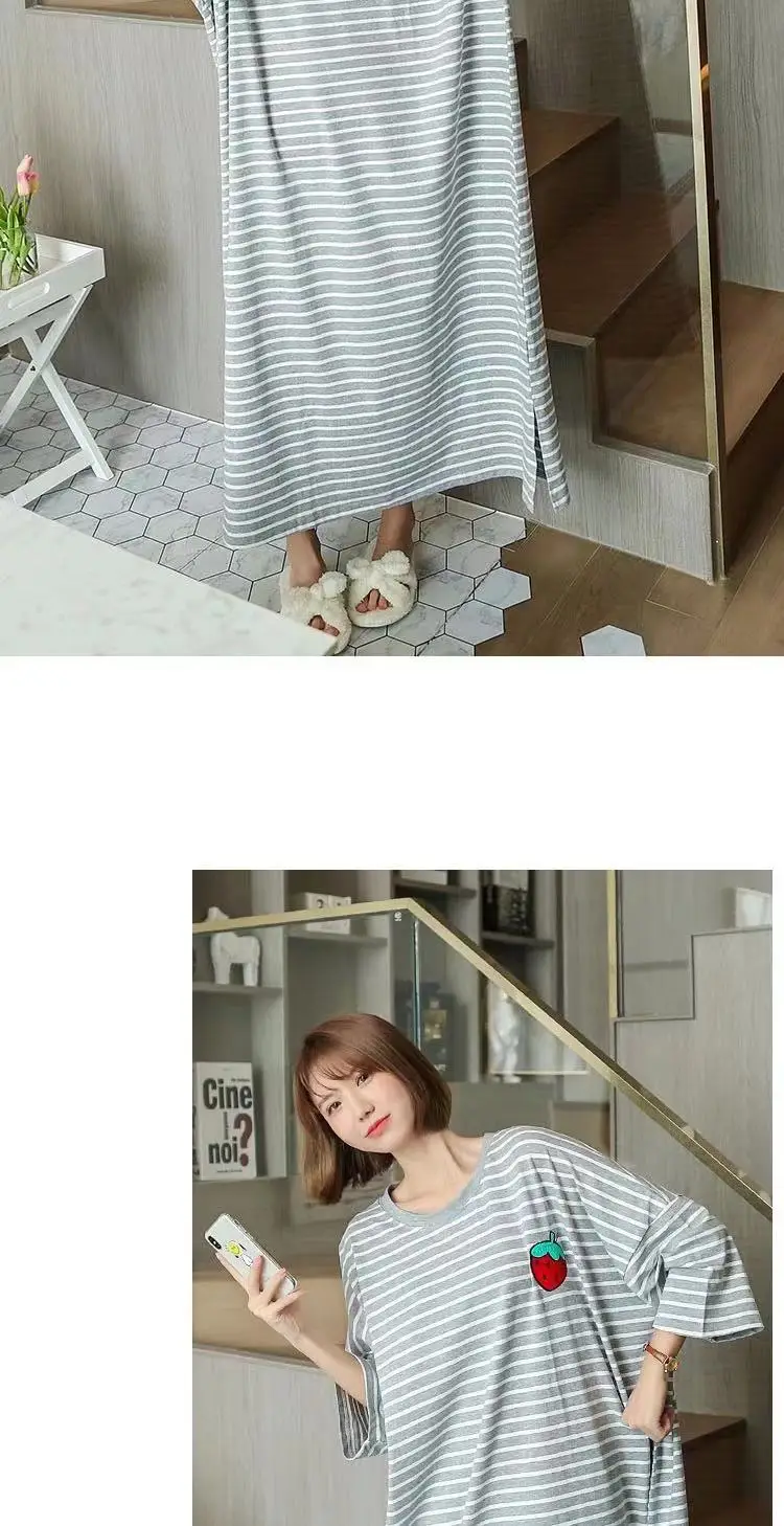 Korean Style Loose Long Nightgown Women Summer — feature 17