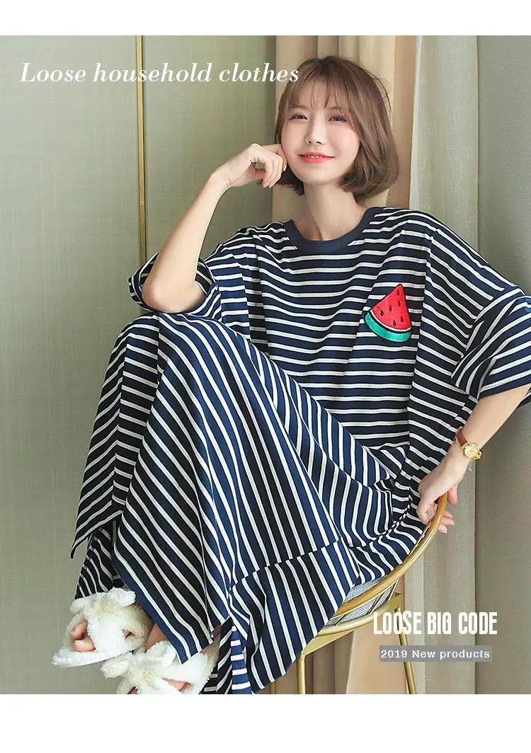 Korean Style Loose Long Nightgown Women Summer — feature 2