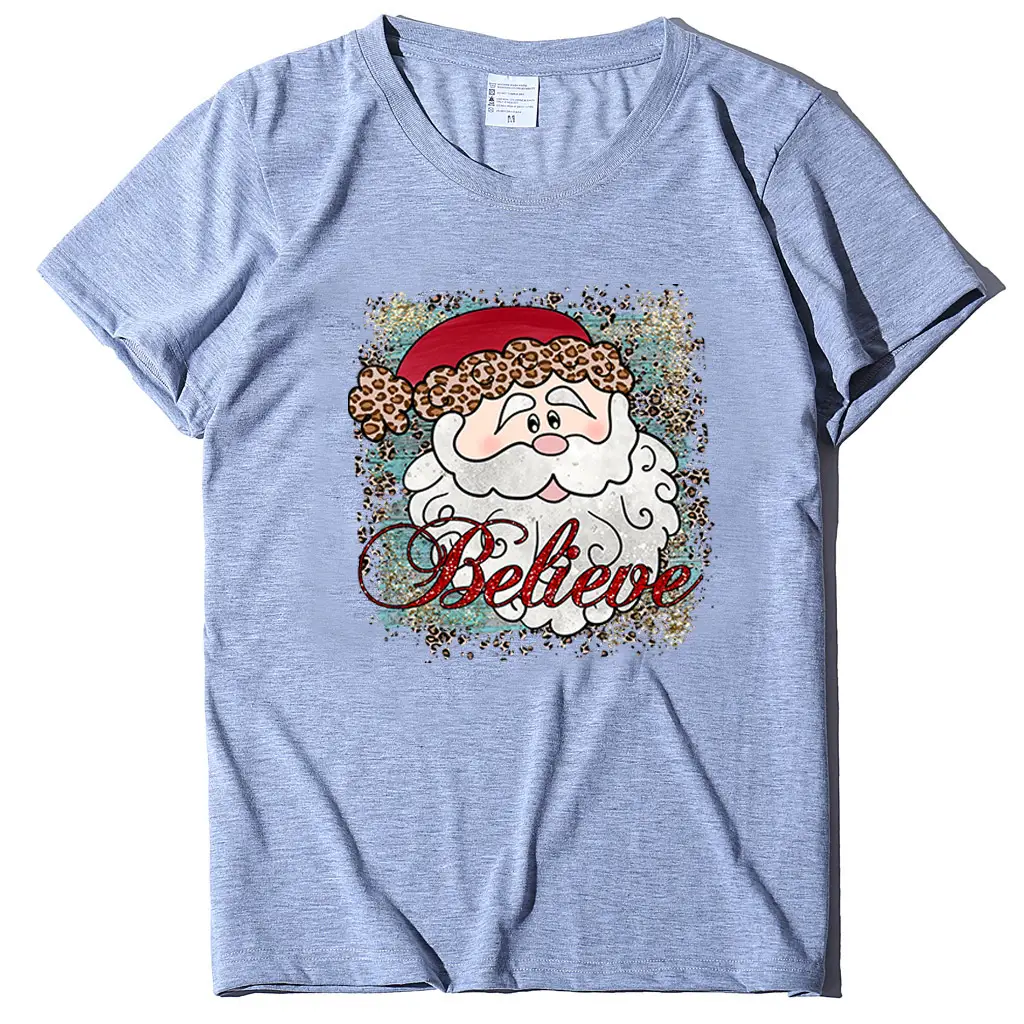 Women's Green Santa Believe T-Shirt Round Neck - Image 2