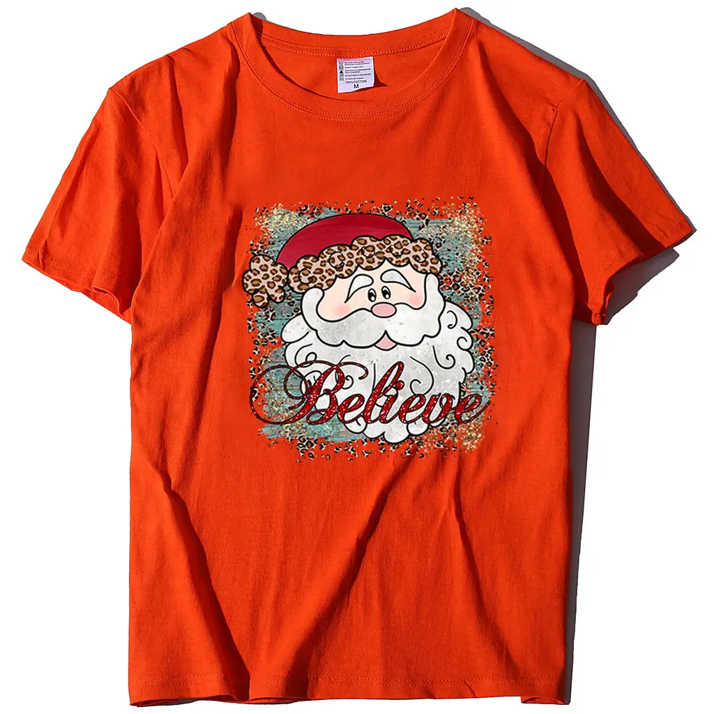 Women's Green Santa Believe T-Shirt Round Neck - Image 5