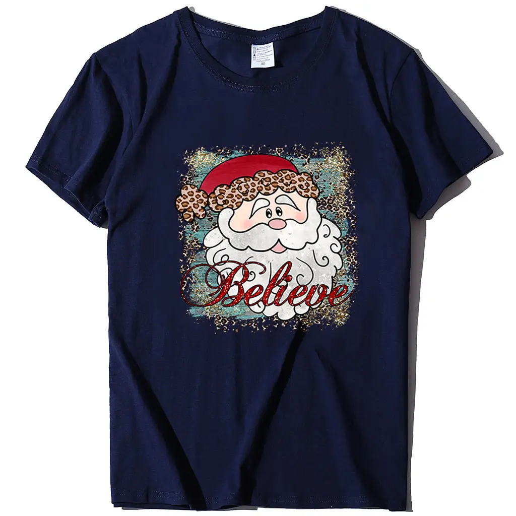 Women's Green Santa Believe T-Shirt Round Neck - Image 9