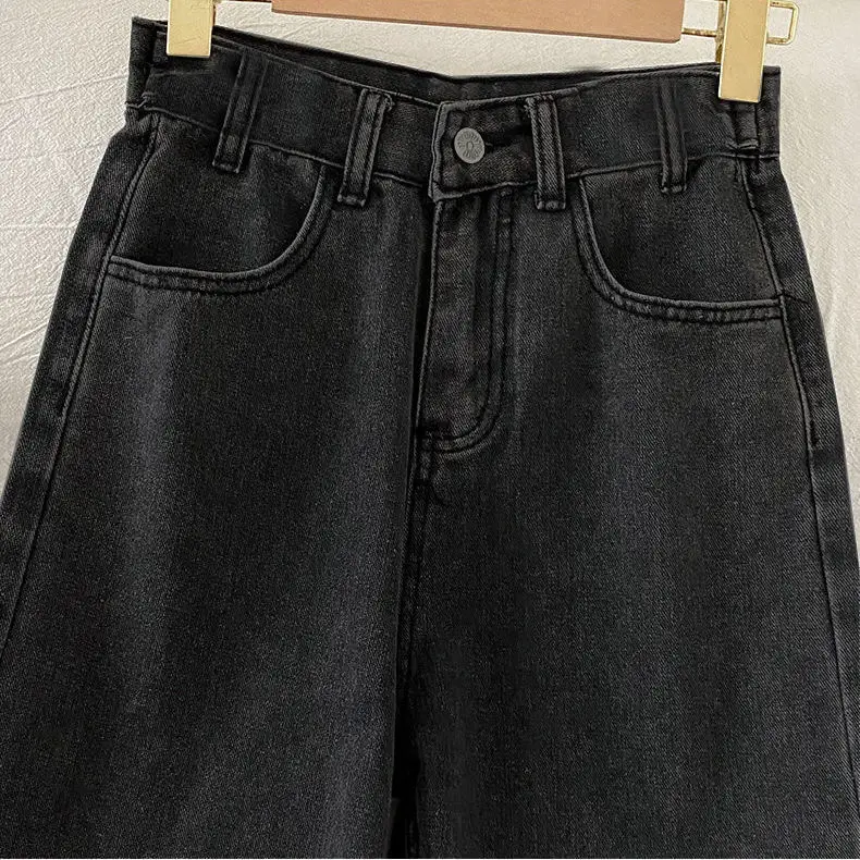 Women Wide Leg Jeans Dark Blue Autumn Winter 2021 - Image 10