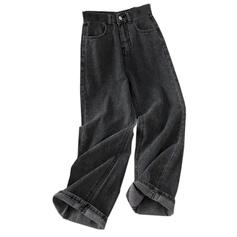 Women Wide Leg Jeans Dark Blue Autumn Winter 2021 - Image 11