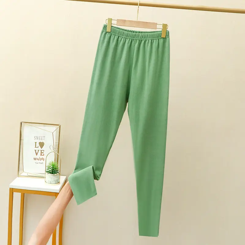 Women Velvet Padded Long Pants Lavender Large - Image 4