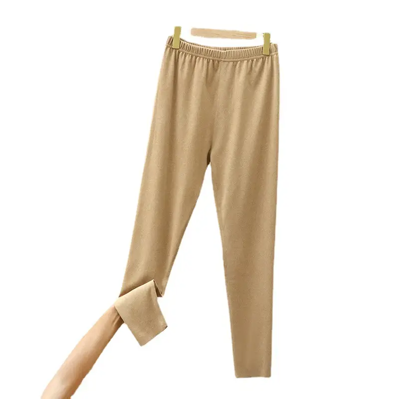 Women Velvet Padded Long Pants Lavender Large - Image 9