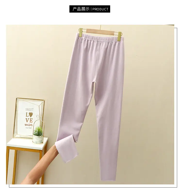 Women Velvet Padded Long Pants Lavender Large — feature 12