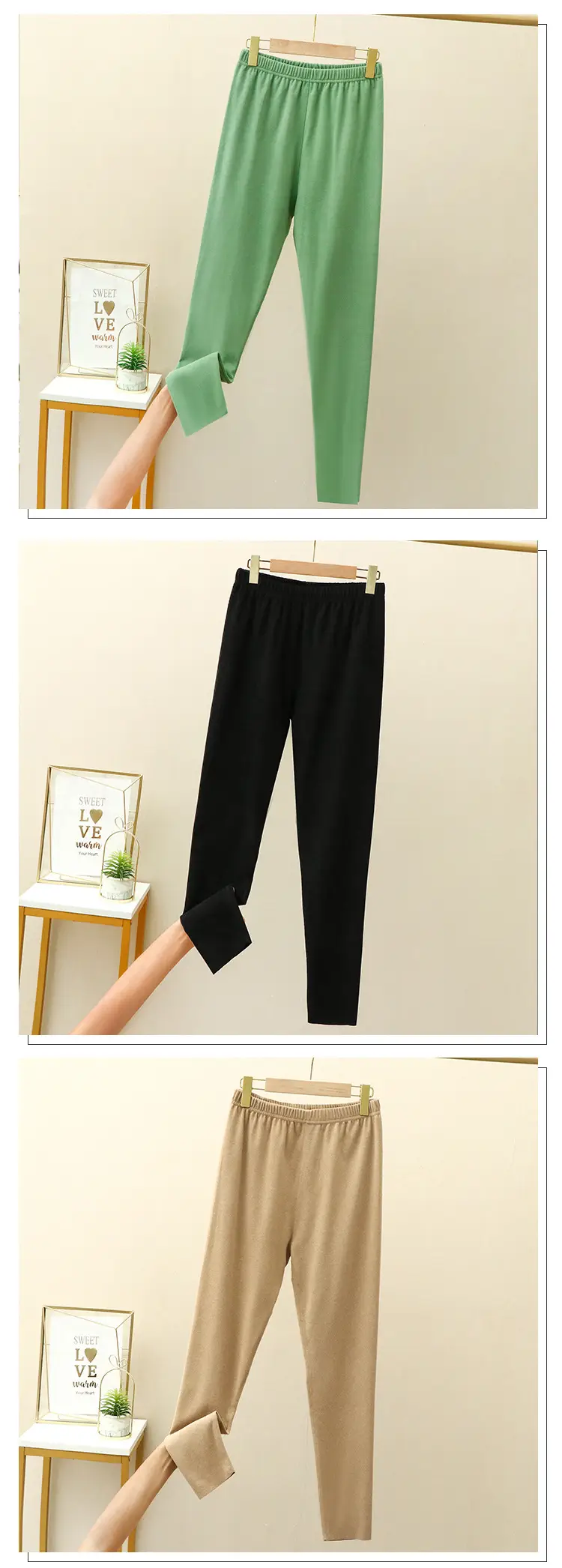 Women Velvet Padded Long Pants Lavender Large — feature 13